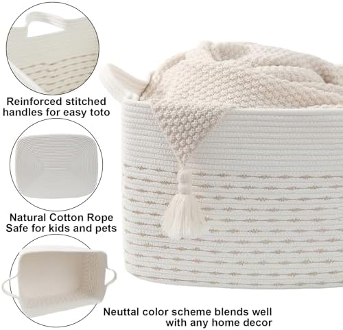 96L Woven Laundry Basket with Handles, Extra Blanket Basket - Image 3