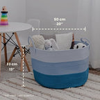 OrganiHaus Round Toy Basket & Blanket Basket, Cotton Rope 20x13" - Image 2