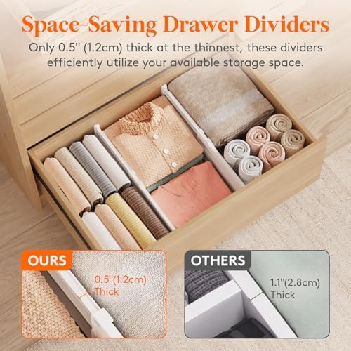 Lifewit 8" Tall Drawer Dividers, Adjustable Deep Drawer Organizer Clothes - Image 6