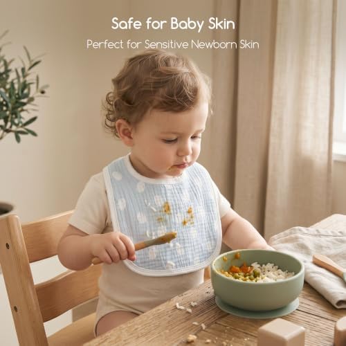 6-Pack Muslin Baby Bibs for Drooling & Teething, Absorbent Bib - Image 3
