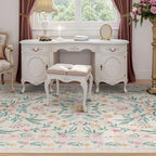 Pink Floral Area Rug 6x9, Soft Washable Girls Bedroom Rug - Image 3