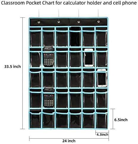 KEEPJOY Classroom Pocket Chart Organizer, Cell Phones Calculator Holder - Image 2