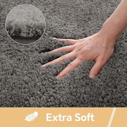 Polyester Bathroom Rug 24"x36" Taupe, Non-Slip Soft Shaggy Bath Mat - Image 3