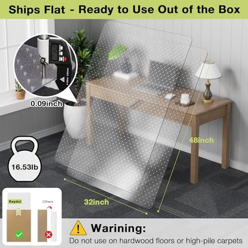 【Shipped Flat】2 Packs 32" x 48"Heavy Duty Clear Office Chair Mat - Image 2