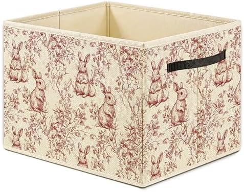 Chinoiserie Rabbit Storage Bin, Toy Book Clothes Organizer, Easter Bunny by Unknown