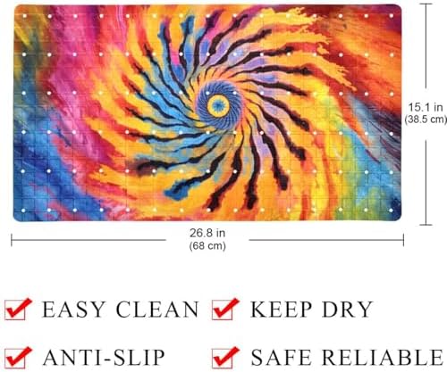 Bathtub Mat Non Slip 26.8x15.1In, Tie Dye Spiral Bath Mat - Image 4
