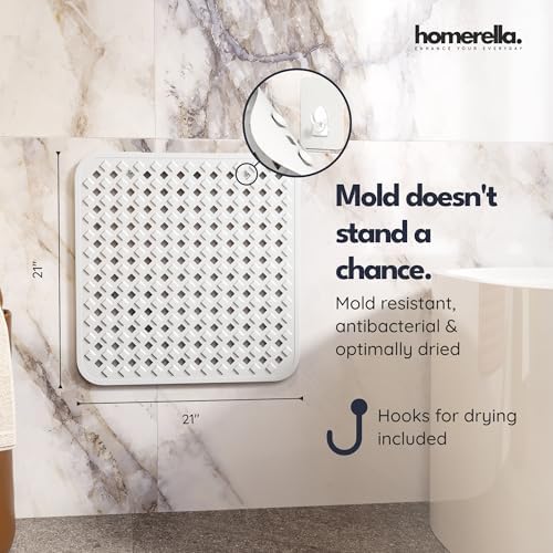 homerella Square Shower Mat Non Slip Anti Mold 21x21 Anti Slip Shower Mat - Image 3