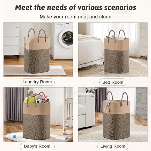 Artfeel Laundry Basket, Woven Cotton Rope Laundry Hamper, 80L Versatile Storage - Image 5