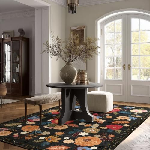 6x9 Area Rugs for Living Room: Washable Bedroom Rug Non Slip Floral Carpet - Image 4