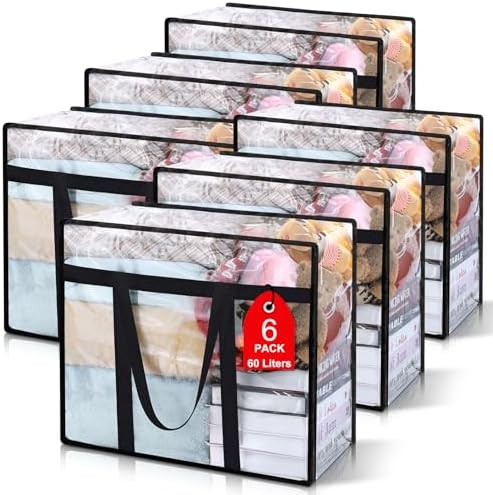 6Pack Clear Blanket Storage Bags Comforter Clothes Storage Moving Bag by Besslly