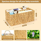 Large Baby Diaper Caddy Organizer, Handwoven Water Hyacinth Storage Basket - Image 3