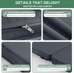 Summsun High Back Outdoor Chair Cushions, 20 x 20 Inch, Dark Grey - Image 6