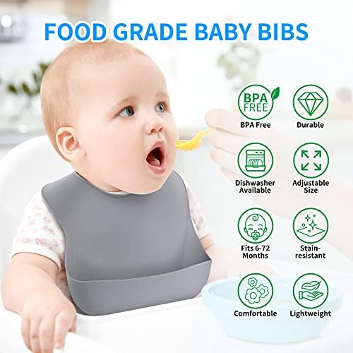 ME.FAN Silicone Baby Bibs for Babies & Toddlers | Adjustable Silicone Bibs 2 Set - Image 3