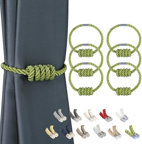 BEL AVENIR Magnetic Curtain Tiebacks 6 Pack Hand-Woven Curtain Ties by BELAVENIR