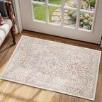 Cream Floral Animal Entryway Rug 2x3, Low Pile Thin Kitchen Rugs Non Slip by Jainmy