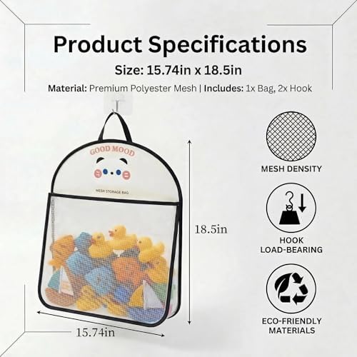 Good Mood Toddler Bath Toy Organizer, Large Capacity Baby Bathtub Toy Storage - Image 6