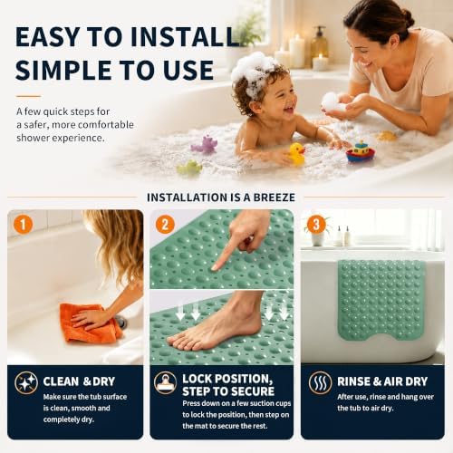 Yimobra Non Slip Bath Mat for Tub 40x16, Extra Long Bath Tub Mat - Image 4