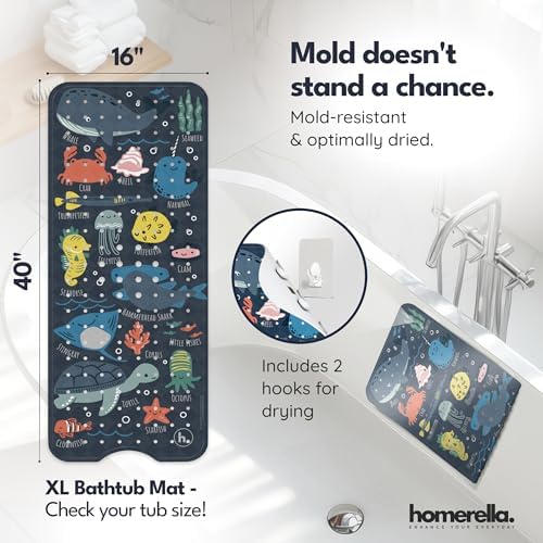 homerella Bathtub Mat Non Slip Kids 40x16 Baby Bath Mat Non Slip Anti Mold - Image 3