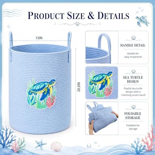 LemonRoad Laundry Hamper Large Cotton Rope Storage Basket - Image 3
