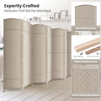 8 Panel Folding Room Divider, Woven Privacy Screen - Image 2