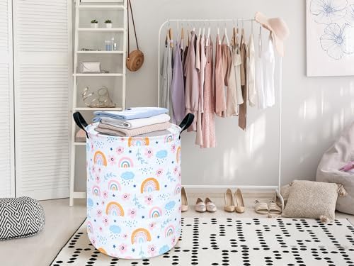 Round Laundry Hamper Storage Basket Bins Clothes Nursery Hamper - Image 5