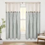 ASPMIZ Cotton Linen Farmhouse Curtains Boho Rustic Button Curtain, Linen Window - Image 2