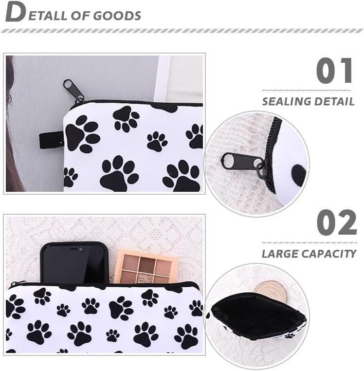 Dog Footprint Makeup Bag Pet Paw Cosmetics Pouch - Image 2