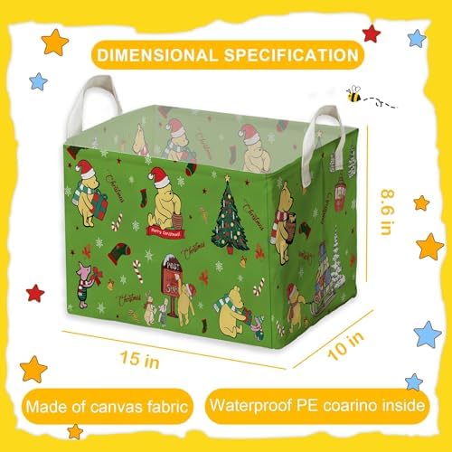 Winnie Theme Christmas Baskets Decor, the Pooh Baby Stuff, Large Square Canvas - Image 2