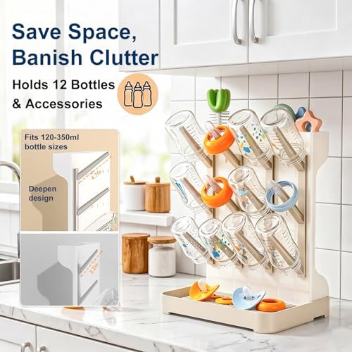 GoMaihe Baby Bottle Drying Rack: Space Saving Vertical Bottle Dryer Holder - Image 2