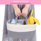 ABenkle Diaper Caddy Organizer, Boho Rustic Cotton Rope Nursery Baby Basket - Image 3