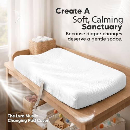 2pk Muslin Diaper Changing Pad Covers Boy, Soft Breathable - Image 2