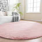 Amazon Basics Fluffy Washable Round Area Rug, Circle Shaggy Carpet by AmazonBasics