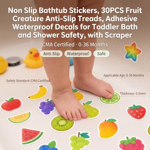 30PCS Fruit Non Slip Bathtub Stickers Waterproof Adhesive Safety Treads - Image 7