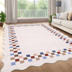 GarveeHome 8x10 Rug for Living Room Scalloped Washable Large Bedroom Rugs by GarveeHome