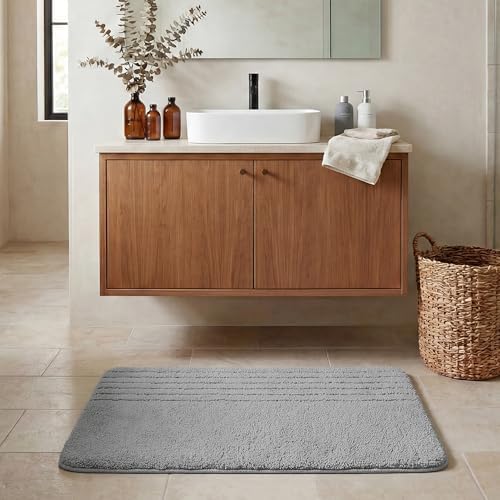 GRANNY SAYS Gray Stripe Bathroom Rug 16" x 24", Non-Slip Bath Mat - Image 3