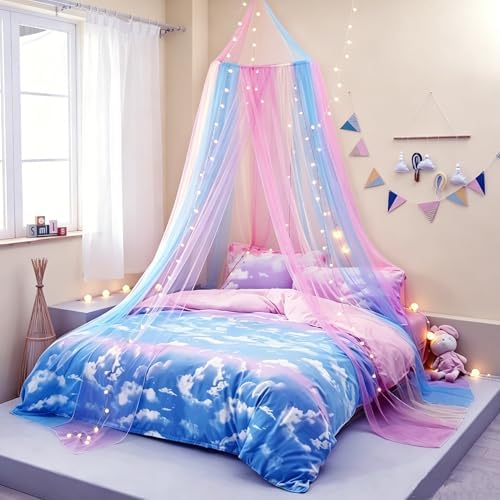 Rainbow Bed Canopy with Lights by Nattey