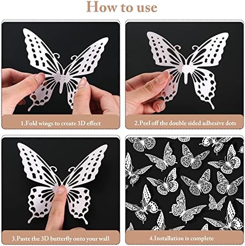 SAOROPEB 3D Butterfly Wall Decor 48 Pcs Pearl White Butterfly Decorations - Image 6