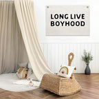 Long Live Boyhood Banner – Boy Room Decor Linen Banner Hanging Flag Retro Pink - Image 3