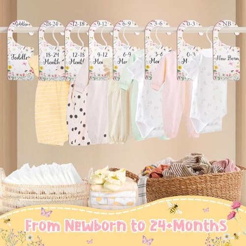 Baby Closet Dividers 8PCS, Wildflower/Floral Theme Wooden Double-Sided Clothes - Image 3