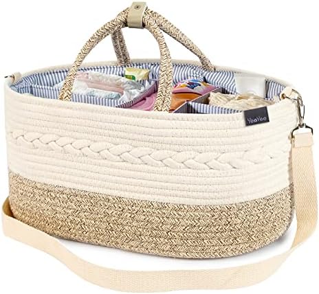 Baby Diaper Caddy Organizer, 5 Grids, 8 Pockets, Shoulder Strap Portable by YeaYeeDirect
