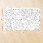 Yeaban Chenille White Bathroom Rug 26"x44", Non-Slip Rubber Backing - Image 2