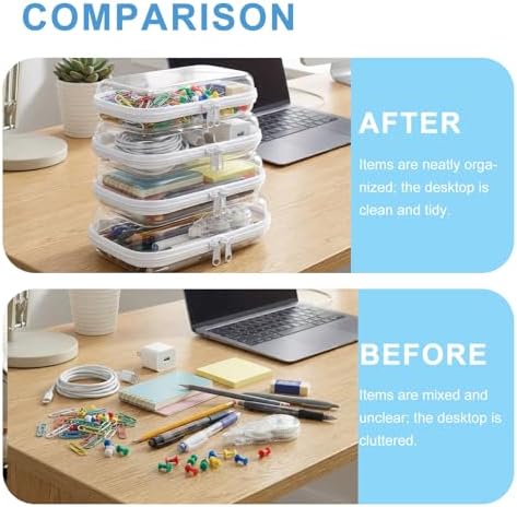 4 Pack Clear Hard Shell Zipper Case, Hard Plastic Zipper Pouches - Image 2