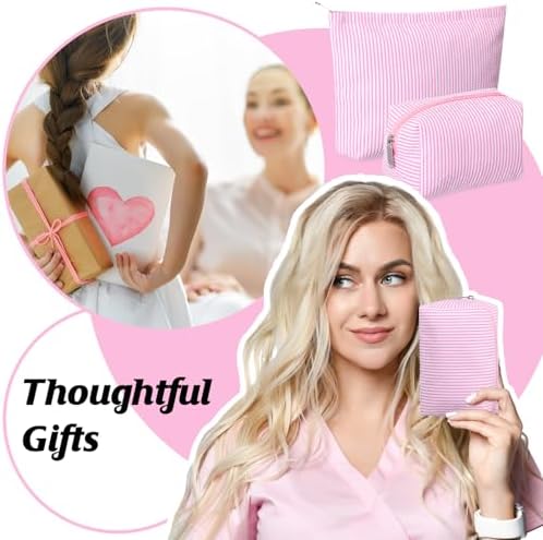Huhumy 2 Pcs Makeup Bag Set for Women, Thin Stripe - Image 6