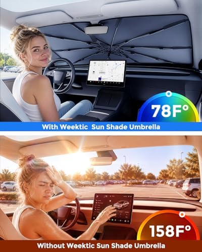 Weektic Windshield Sun Shade Umbrella, Sun & Heat Protection, Keep Vehicle Cool - Image 2