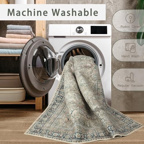 Green Retro 8x10 Washable Area Rugs - Image 4