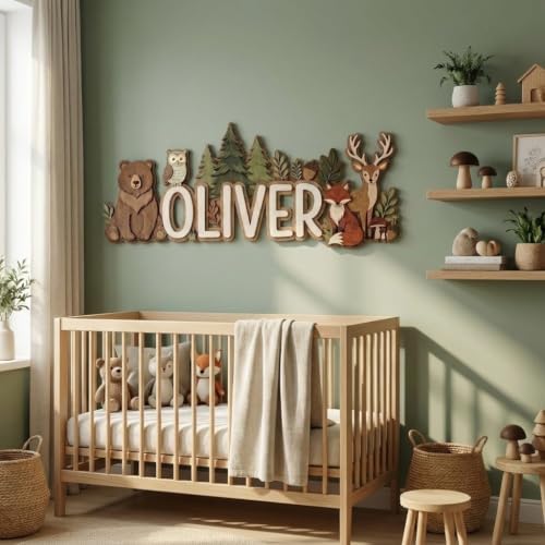 Personalized Woodland Name Sign, Custom Forest Animal Nursery Wall Decor - Image 5