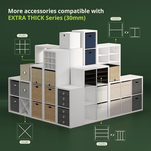 Furinno Cubicle 5-Cube Book Shelf, Extra Thick Frame Bookshelf, Dark Oak - Image 4