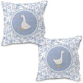Blue and White Chinoiserie Goose Pillow Covers 18x18, Goose Nursery Decor by Nvotell