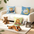 18x18 Set of 4 Baby Cartoon Animals Throw Pillow Cushion Covers - Image 3