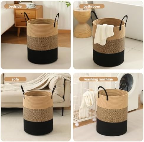 Laundry Basket Hamper Tall Rope Storage Woven - Image 4